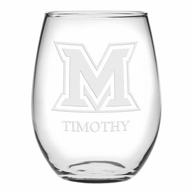 Miami University Stemless Wine Glasses Made in the USA Shot #1