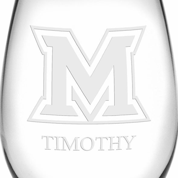 Miami University Stemless Wine Glasses Made in the USA Shot #3