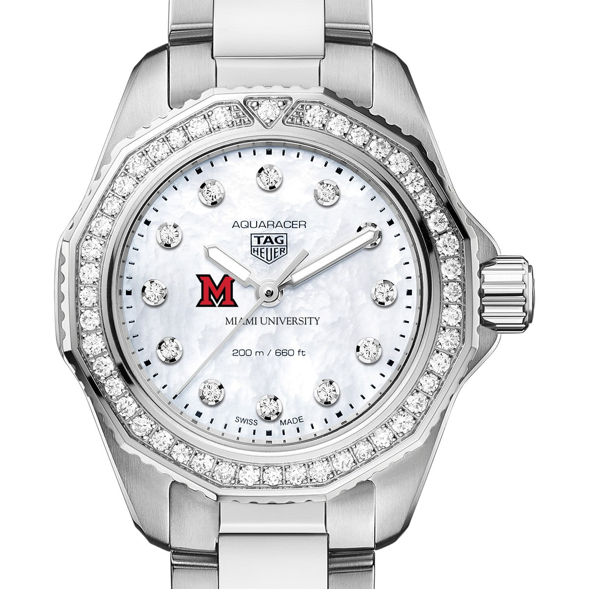 Miami University Women s Steel Aquaracer with Diamond Dial Bezel