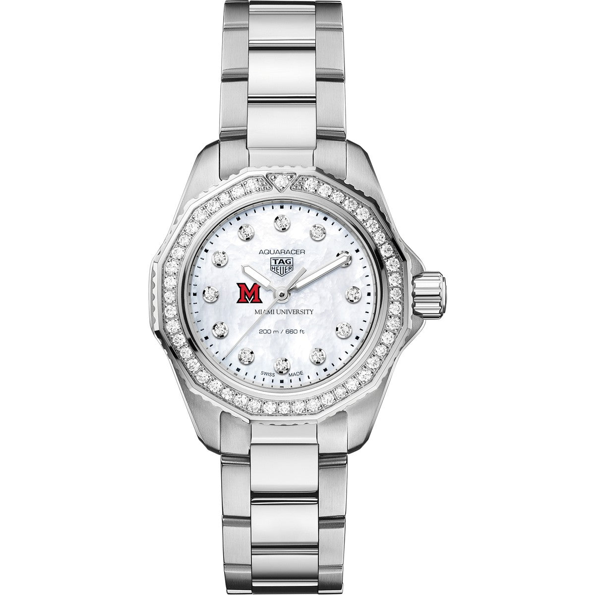 Miami University Women s Steel Aquaracer with Diamond Dial Bezel