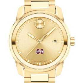 Mississippi State Men&#39;s Movado BOLD Gold with Date Window Shot #1