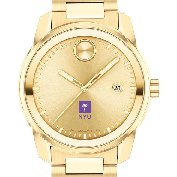 New York University Men&#39;s Movado BOLD Gold with Date Window Shot #1