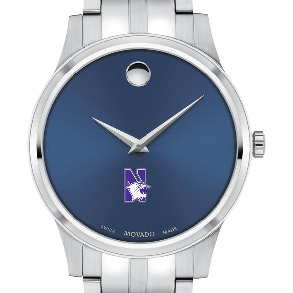 Northwestern Men&#39;s Movado Collection Stainless Steel Watch with Blue Dial Shot #1