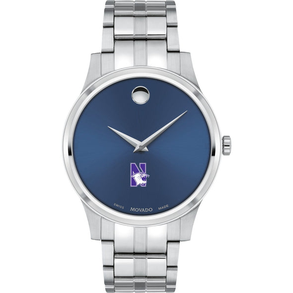 Northwestern Men&#39;s Movado Collection Stainless Steel Watch with Blue Dial Shot #2