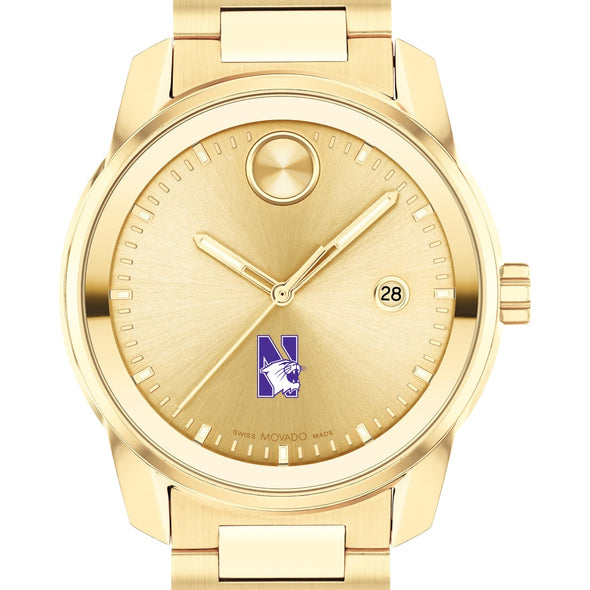 Northwestern University Men&#39;s Movado BOLD Gold with Date Window Shot #1