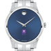 NYU Men's Movado Collection Stainless Steel Watch with Blue Dial