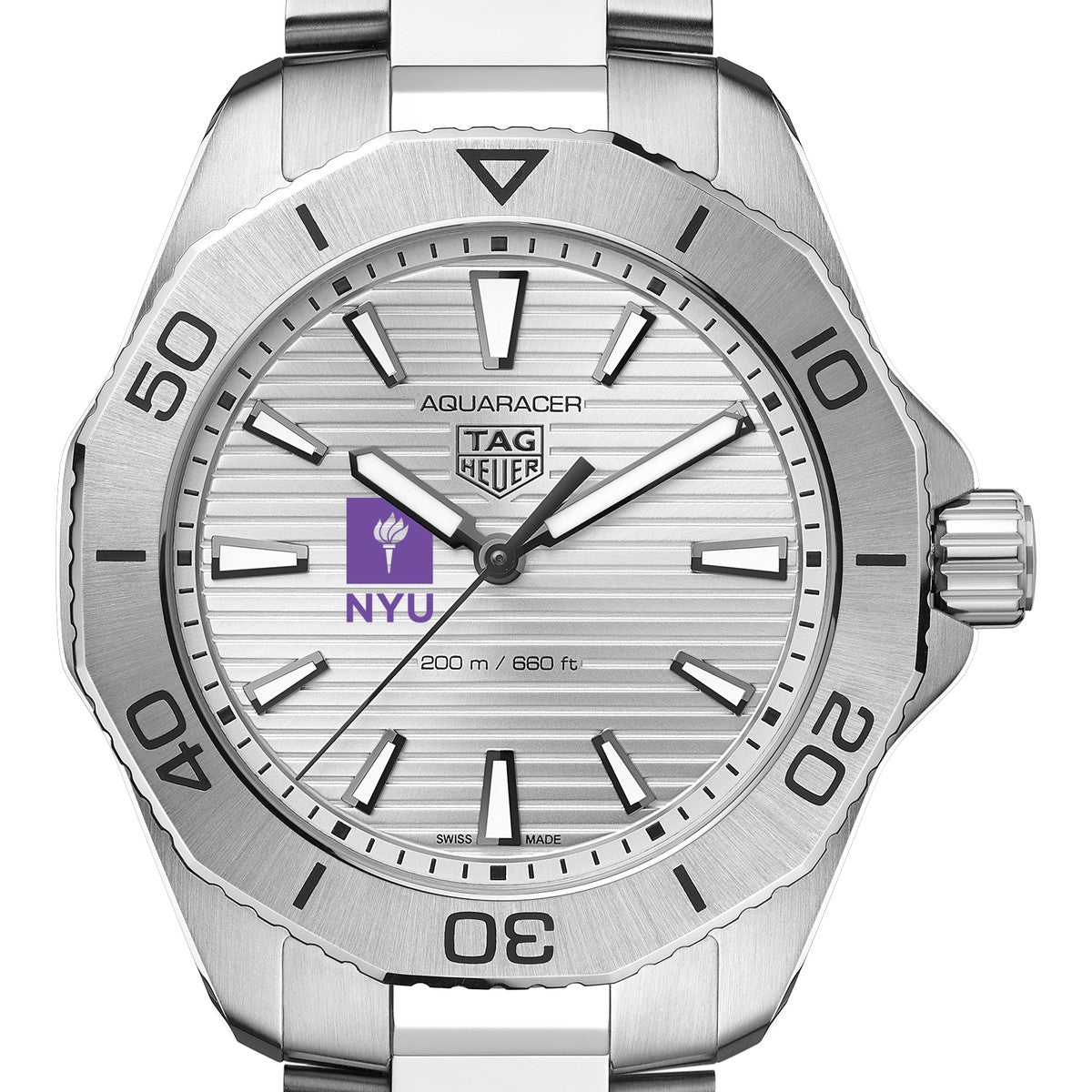 NYU Men s TAG Heuer Steel Aquaracer with Silver Dial M.LaHart Co