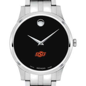 Oklahoma State Men&#39;s Movado Collection Stainless Steel Watch with Black Dial Shot #1