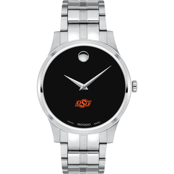 Oklahoma State Men&#39;s Movado Collection Stainless Steel Watch with Black Dial Shot #2