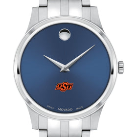 Oklahoma State Men&#39;s Movado Collection Stainless Steel Watch with Blue Dial Shot #1