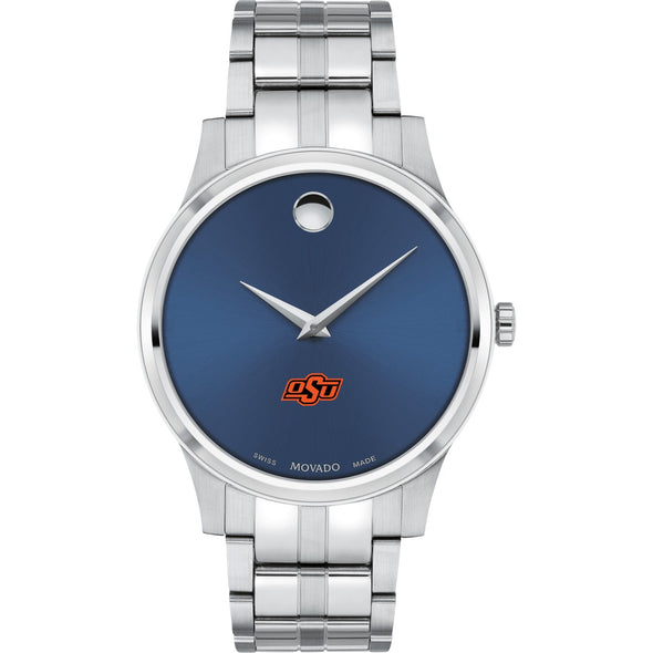 Oklahoma State Men&#39;s Movado Collection Stainless Steel Watch with Blue Dial Shot #2