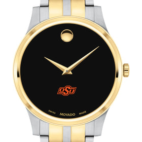 Oklahoma State Men&#39;s Movado Collection Two-Tone Watch with Black Dial Shot #1