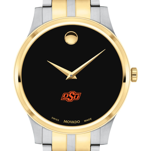 Oklahoma State Men&#39;s Movado Collection Two-Tone Watch with Black Dial Shot #1