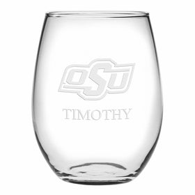 Oklahoma State Stemless Wine Glasses Made in the USA Shot #1