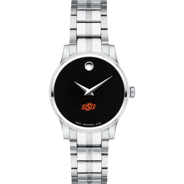 Oklahoma State Women&#39;s Movado Stainless Steel Watch with Black Dial Shot #2