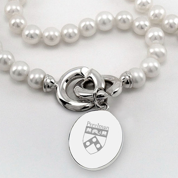 Penn Med Pearl Necklace with Sterling Silver Charm Shot #2