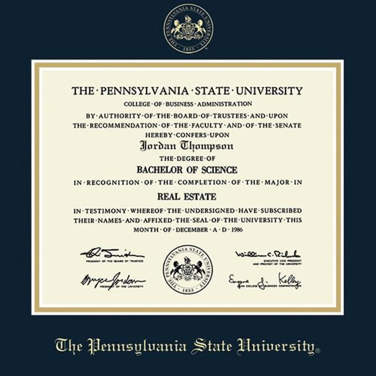 Penn State good diploma frame