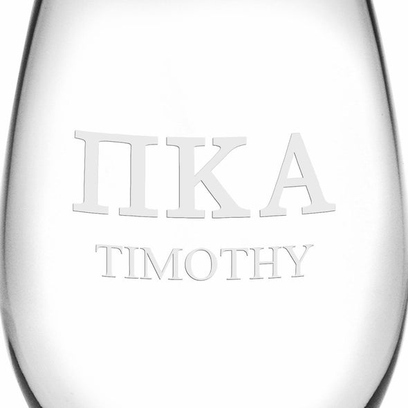 Pi Kappa Alpha Stemless Wine Glasses Made in the USA - Set of 2 Shot #3