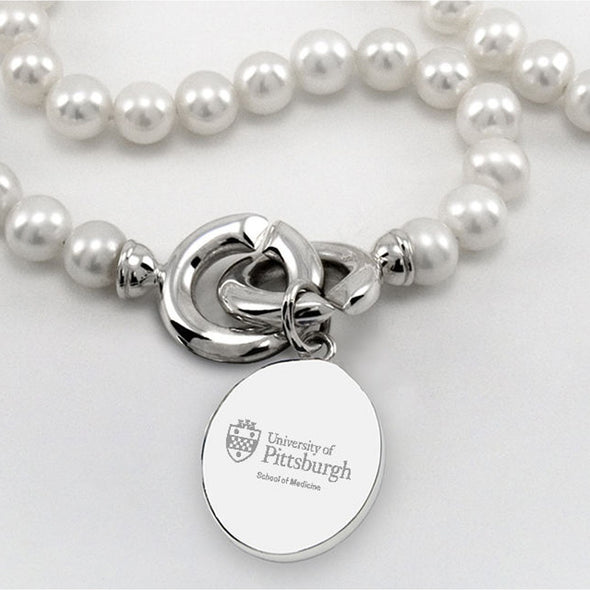 Pitt Med Pearl Necklace with Sterling Silver Charm Shot #1