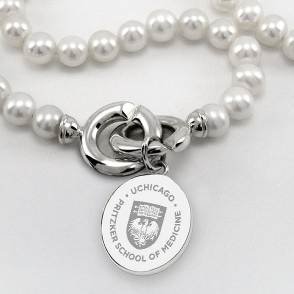 Pritzker School of Medicine Pearl Necklace with Sterling Silver Charm Shot #2