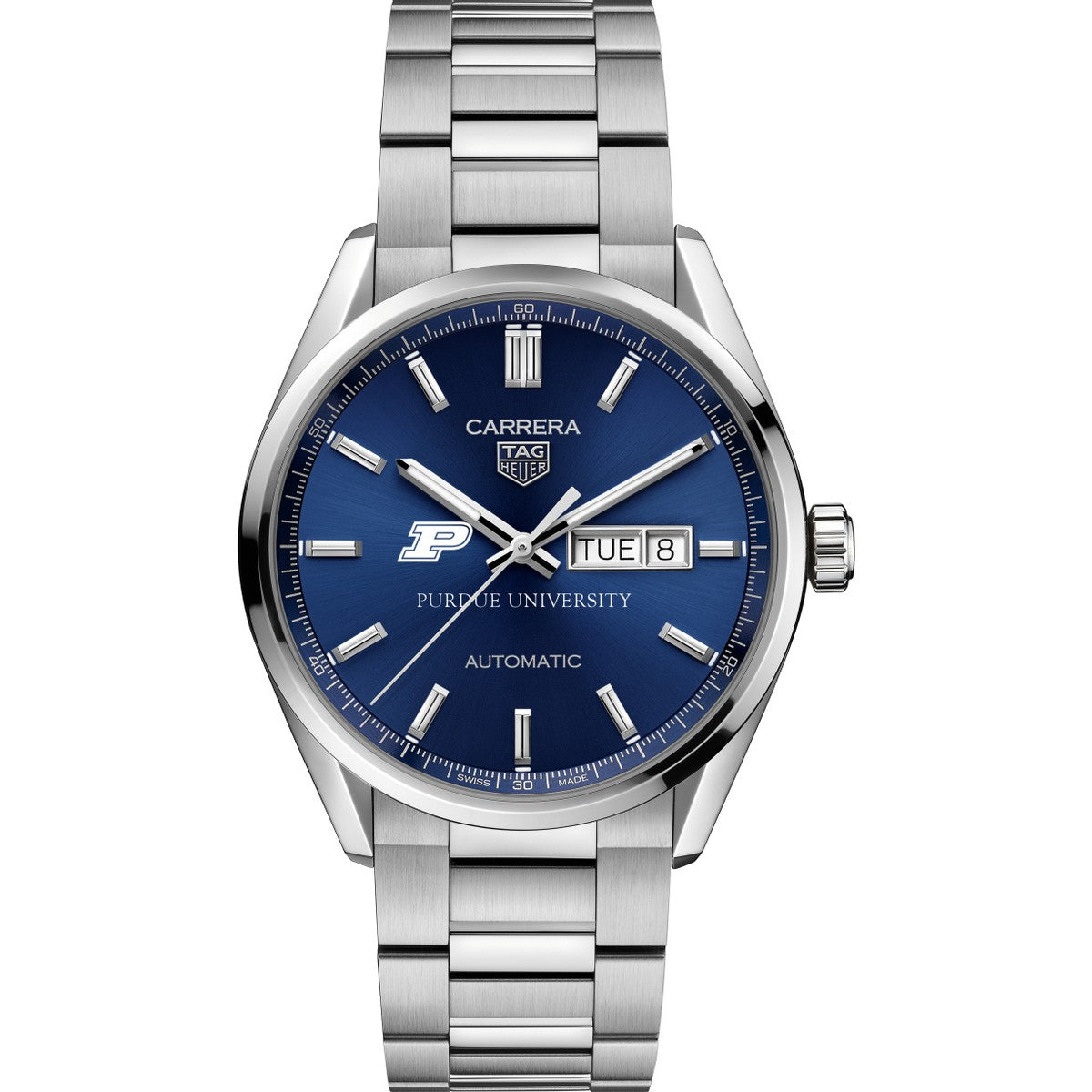 Purdue Men s TAG Heuer Carrera with Blue Dial Day Date Window