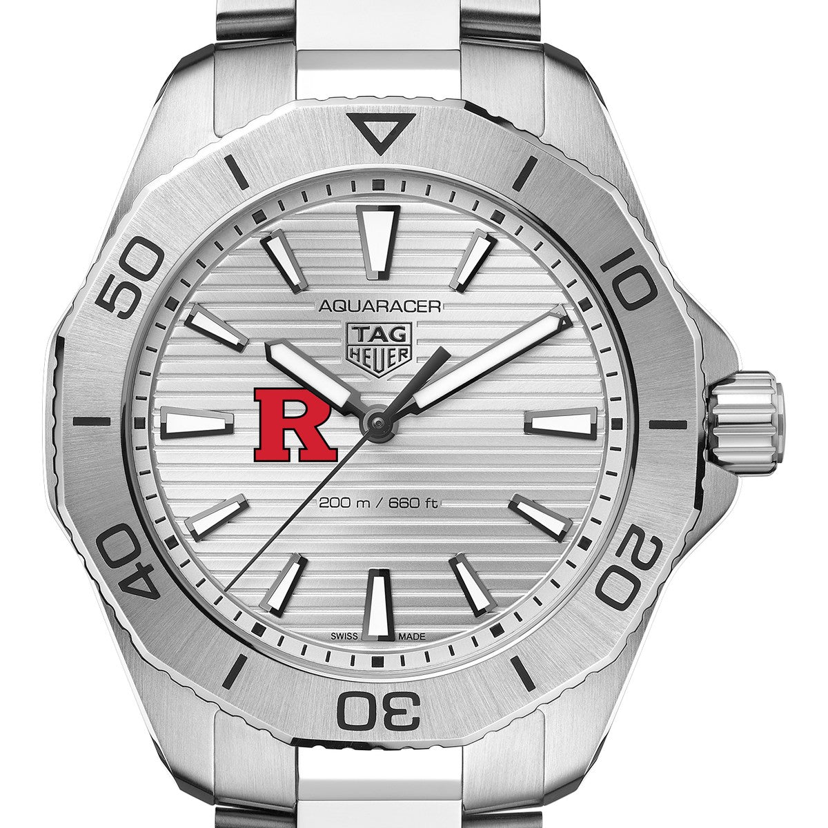 Rutgers Men s TAG Heuer Steel Aquaracer with Silver Dial M