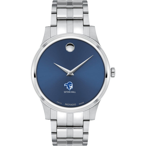 Seton Hall Men&#39;s Movado Collection Stainless Steel Watch with Blue Dial Shot #2