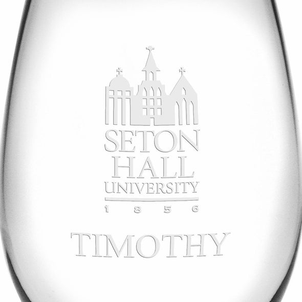 Seton Hall Stemless Wine Glasses Made in the USA Shot #3