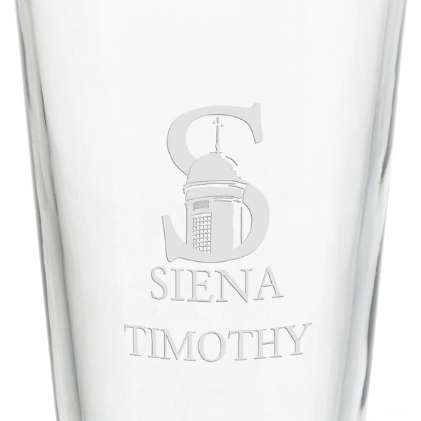 Siena College 16 oz Pint Glass Shot #3