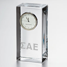 Sigma Alpha Epsilon Tall Glass Desk Clock by Simon Pearce Shot #1