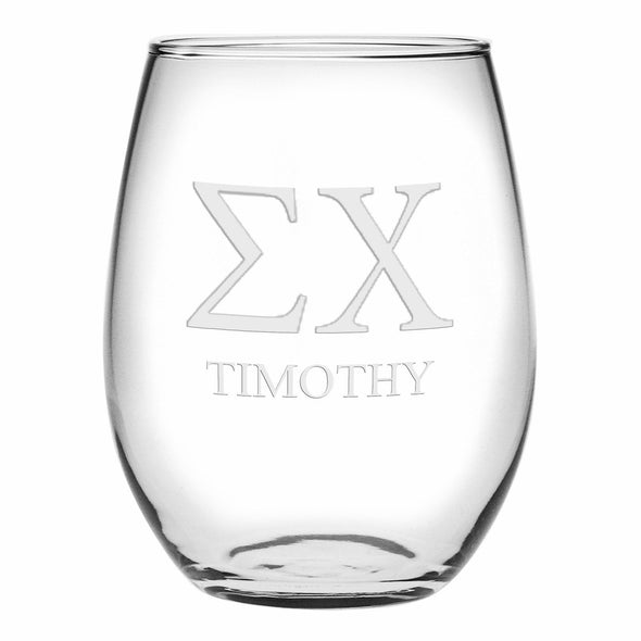 Sigma Chi Stemless Wine Glasses Made in the USA - Set of 2 Shot #1