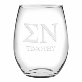 Sigma Nu Stemless Wine Glasses Made in the USA - Set of 2 Shot #1