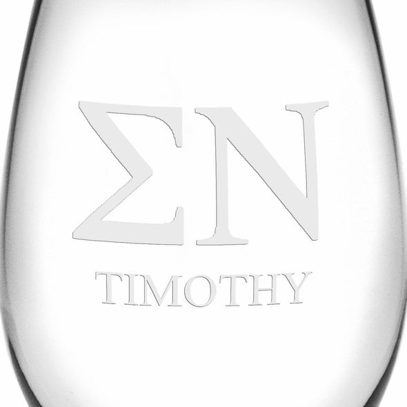 Sigma Nu Stemless Wine Glasses Made in the USA - Set of 2 Shot #3