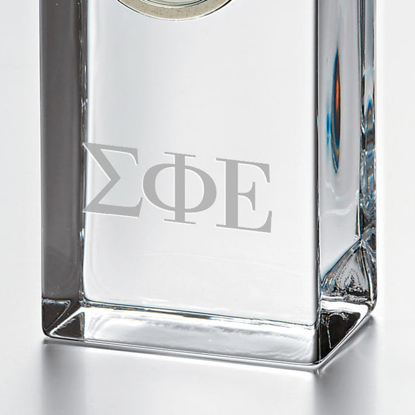 Sigma Phi Epsilon Tall Glass Desk Clock by Simon Pearce Shot #2