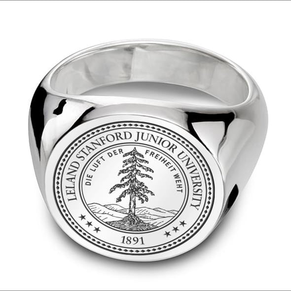 Stanford Sterling Silver Round Signet Ring Shot #1