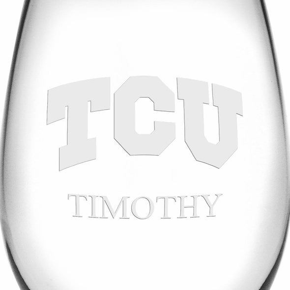 TCU Stemless Wine Glasses Made in the USA Shot #3