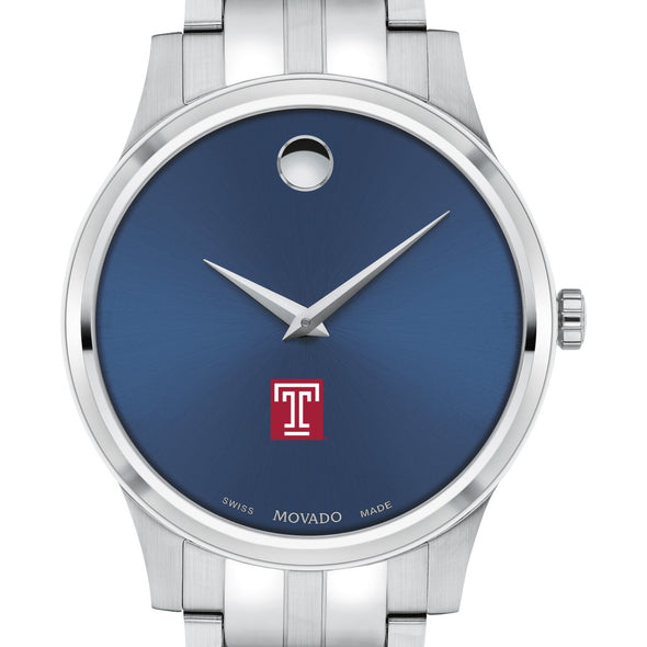 Temple Men&#39;s Movado Collection Stainless Steel Watch with Blue Dial Shot #1