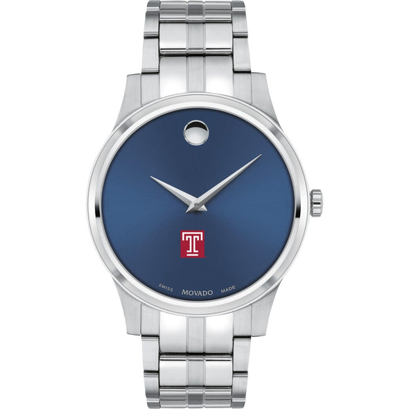 Temple Men&#39;s Movado Collection Stainless Steel Watch with Blue Dial Shot #2