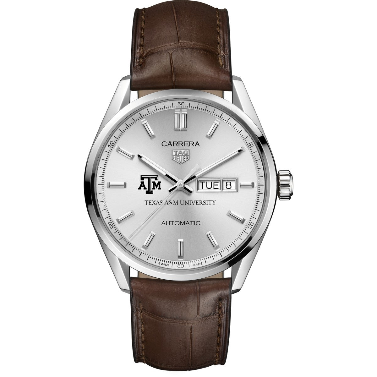 Texas A M Men s TAG Heuer Automatic Day Date Carrera with Silver