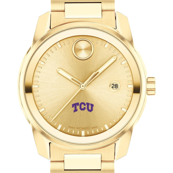 Texas Christian University Men&#39;s Movado BOLD Gold with Date Window Shot #1