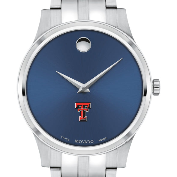 Texas Tech Men&#39;s Movado Collection Stainless Steel Watch with Blue Dial Shot #1