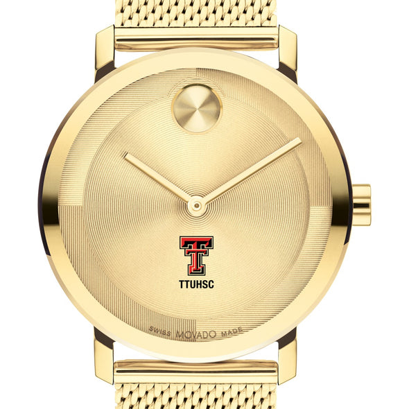 Texas Tech University Health Sciences Center School of Medicine Men&#39;s Movado BOLD Gold with Mesh Bracelet Shot #1