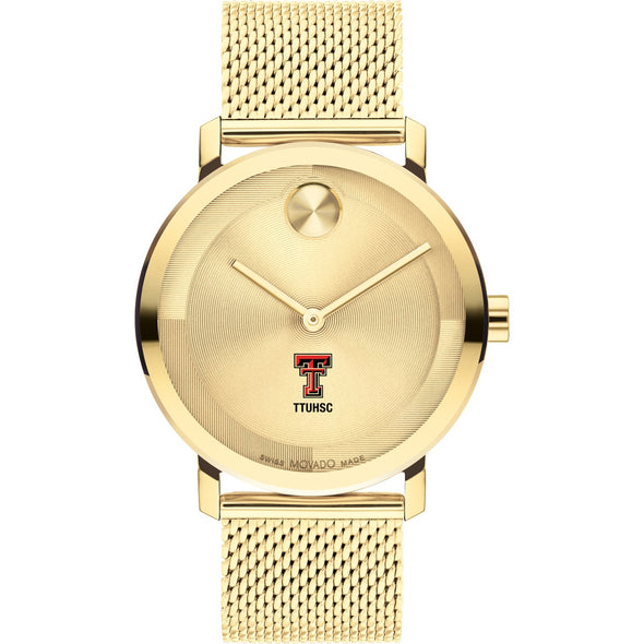 Texas Tech University Health Sciences Center School of Medicine Men&#39;s Movado BOLD Gold with Mesh Bracelet Shot #2