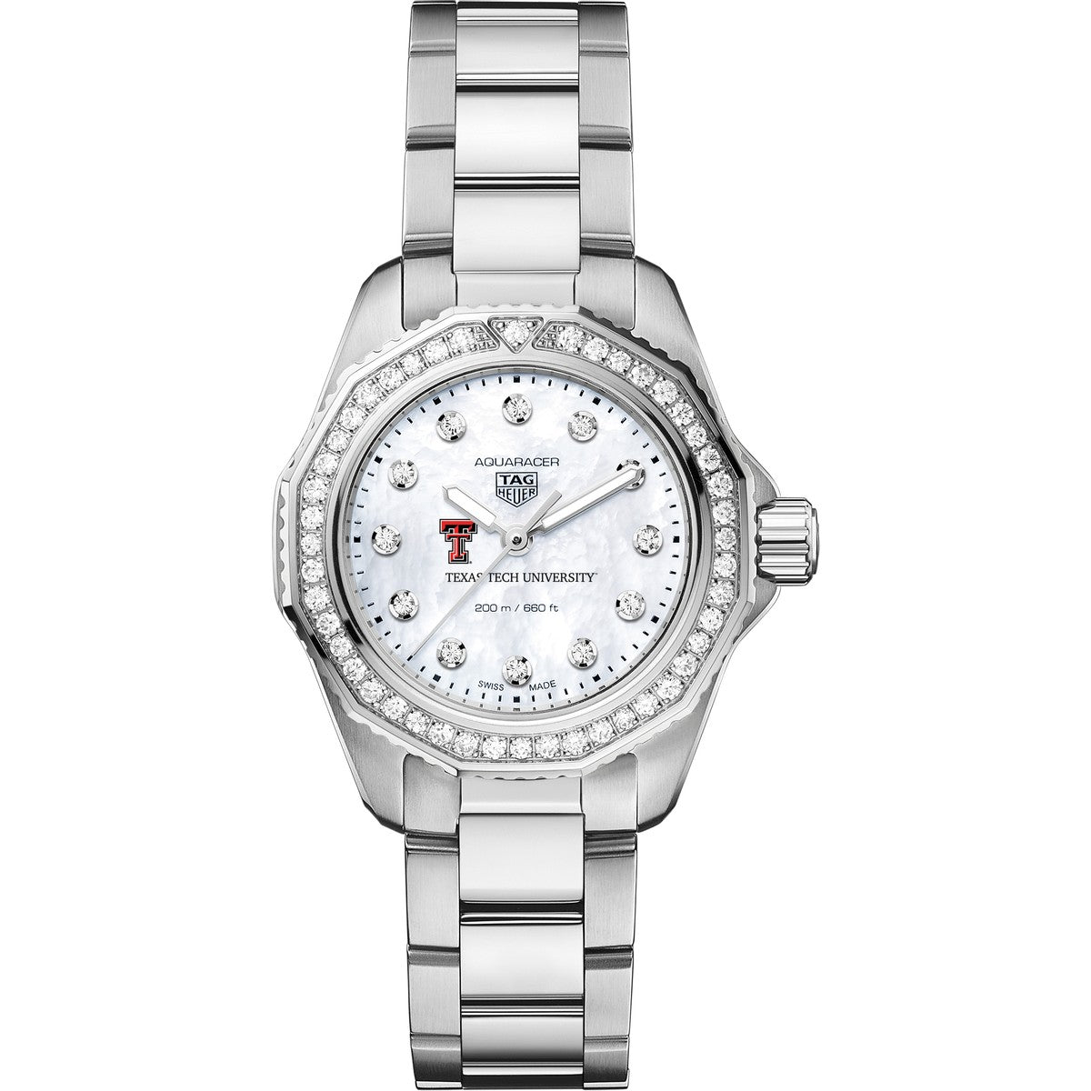 Texas Tech Women s TAG Heuer Steel Aquaracer with Diamond Dial