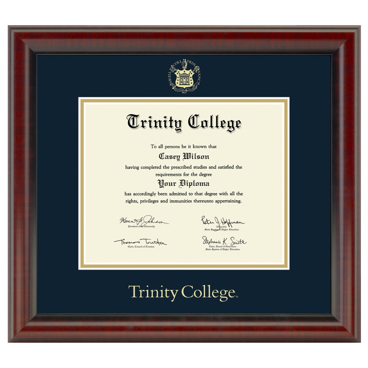 Trinity College Connecticut diploma frame campus degree certificate framing gift graduation frames photo document plaque certification 2024