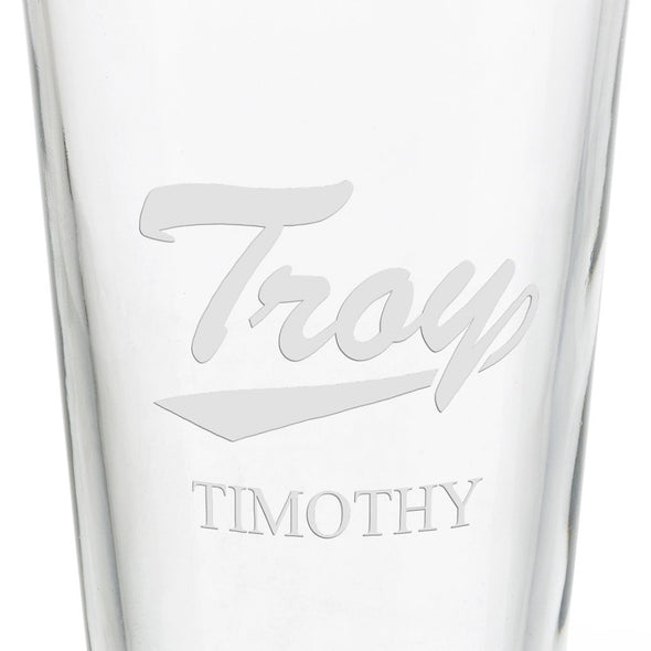 Troy University 16 oz Pint Glass Shot #3