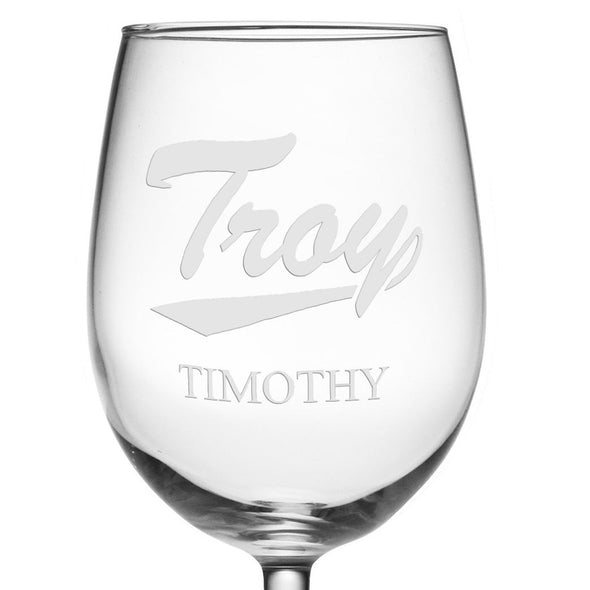 Troy University Red Wine Glasses - Made in the USA Shot #3