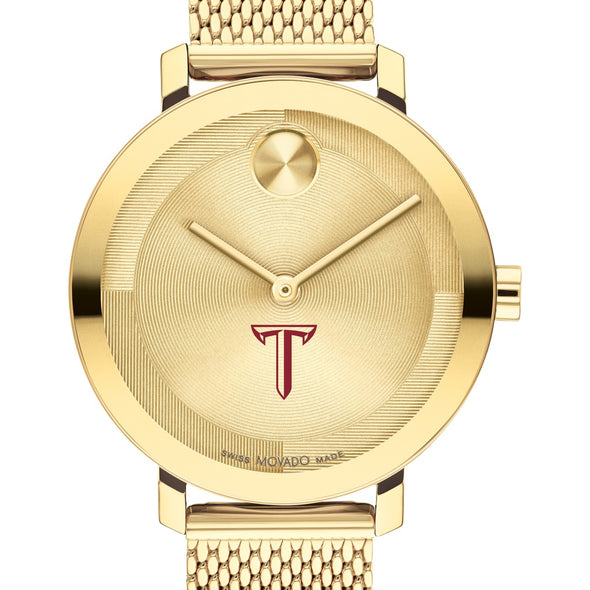 Troy University Women&#39;s Movado Bold Gold with Mesh Bracelet Shot #1