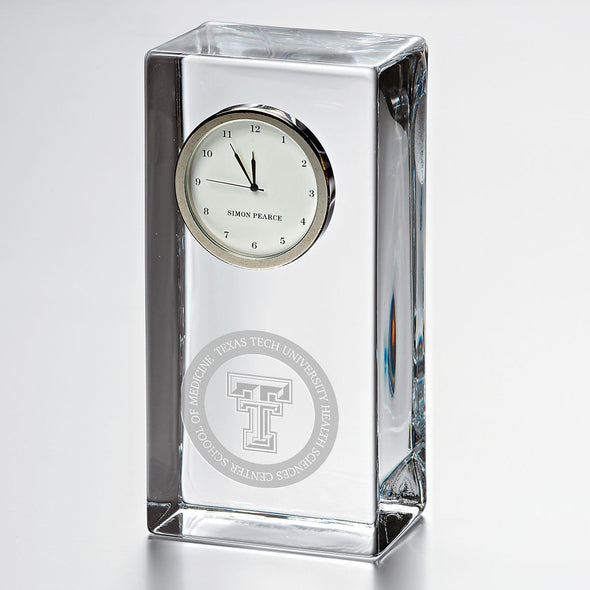 TTUHSC SOM Tall Glass Desk Clock by Simon Pearce Shot #1