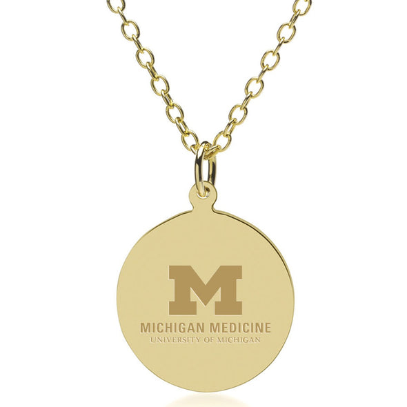 U-M Medical School 14K Gold Pendant &amp; Chain Shot #1